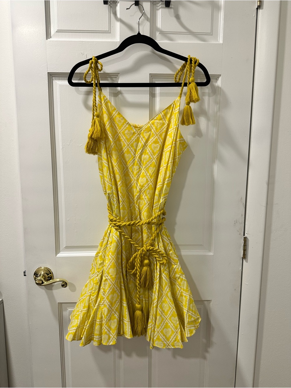 RHODE Yellow Heart-Print V-Neck Dress